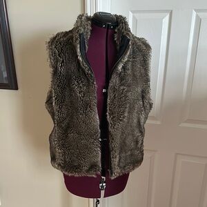 Banana Republic Faux Fur Vest with Plush Texture and High Collar